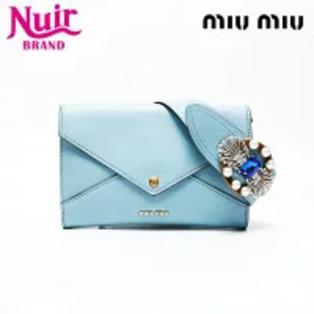 Miu Miu Leather Letter Shoulder Bag Blue - Picture 1 of 13